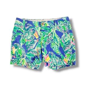 Lilly Pulitzer The Jayne Stretch Short 7" Inseam Beckon Blue Wake Up Call Print